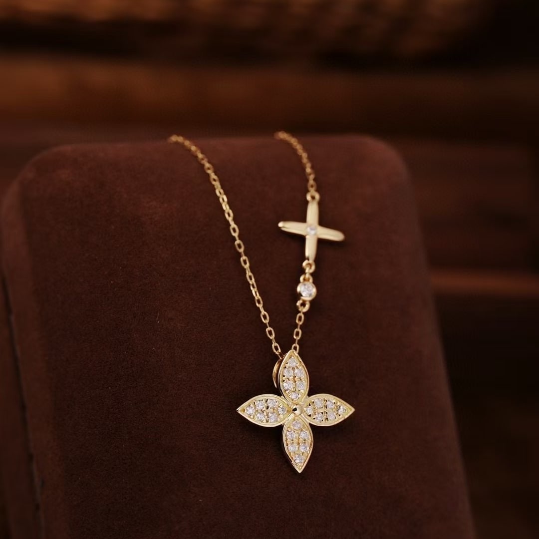 14k Gold 0.32 Ct Natural H Diamond Necklace - 2