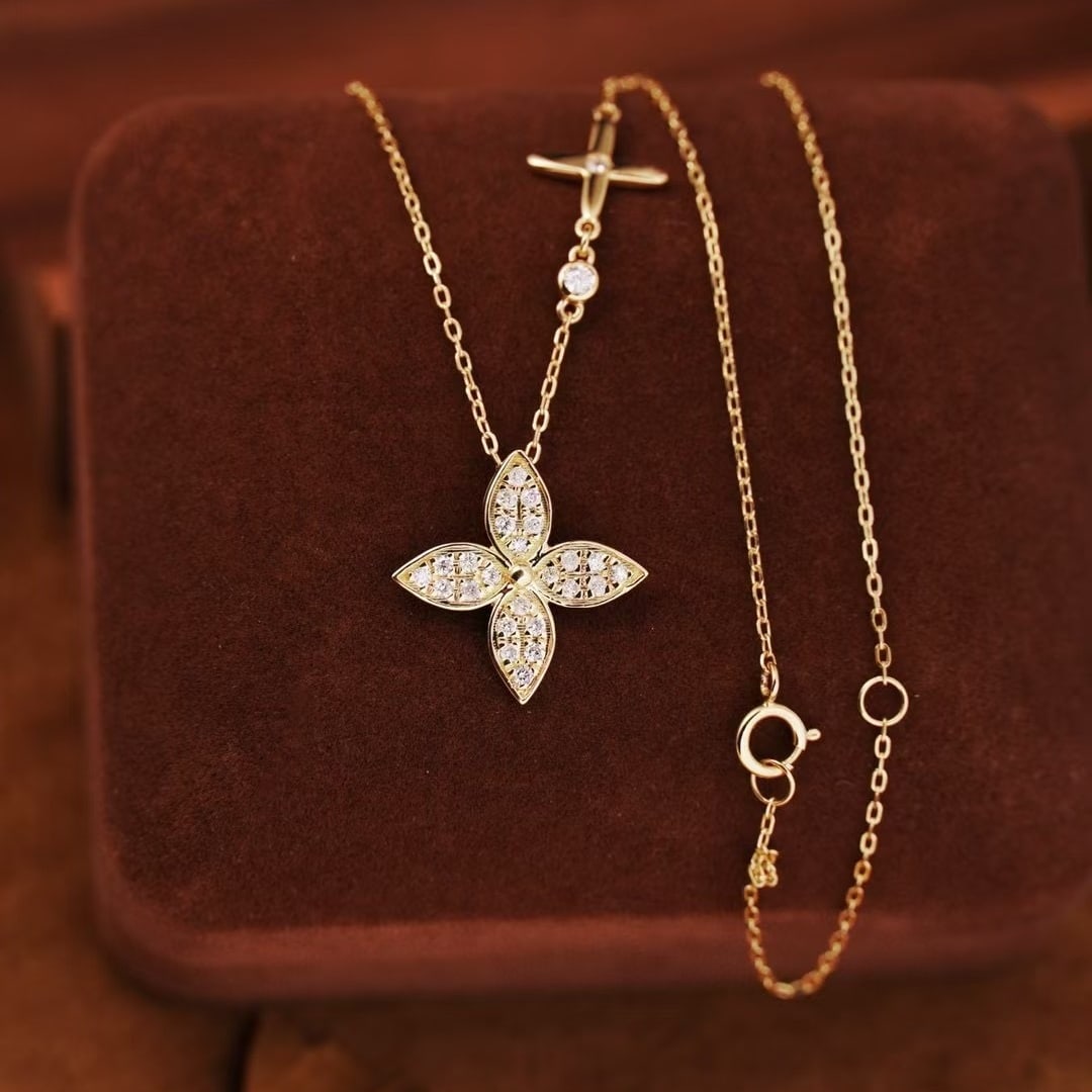 14k Gold 0.32 Ct Natural H Diamond Necklace - 3
