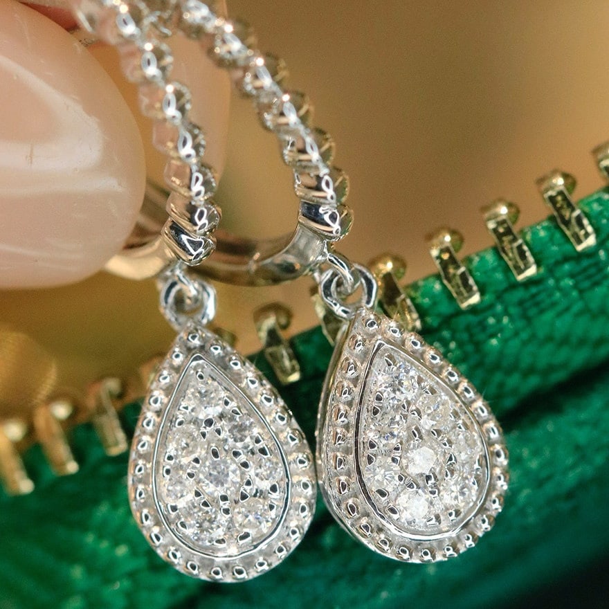 14k Gold 0.18 Ct Natural H Diamond Earrings - 2