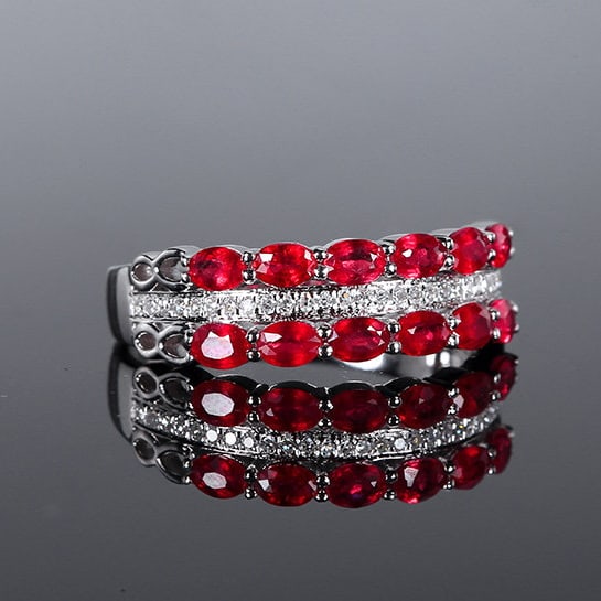 14k Gold 1.34 Ctw Natural Ruby & Diamond Ring - 2