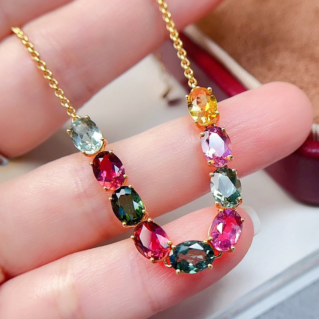 14k Gold 6.8 Ct Natural Tourmaline Bracelet - 2