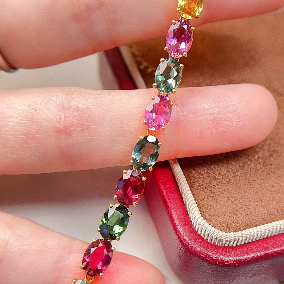 14k Gold 6.8 Ct Natural Tourmaline Bracelet - 3