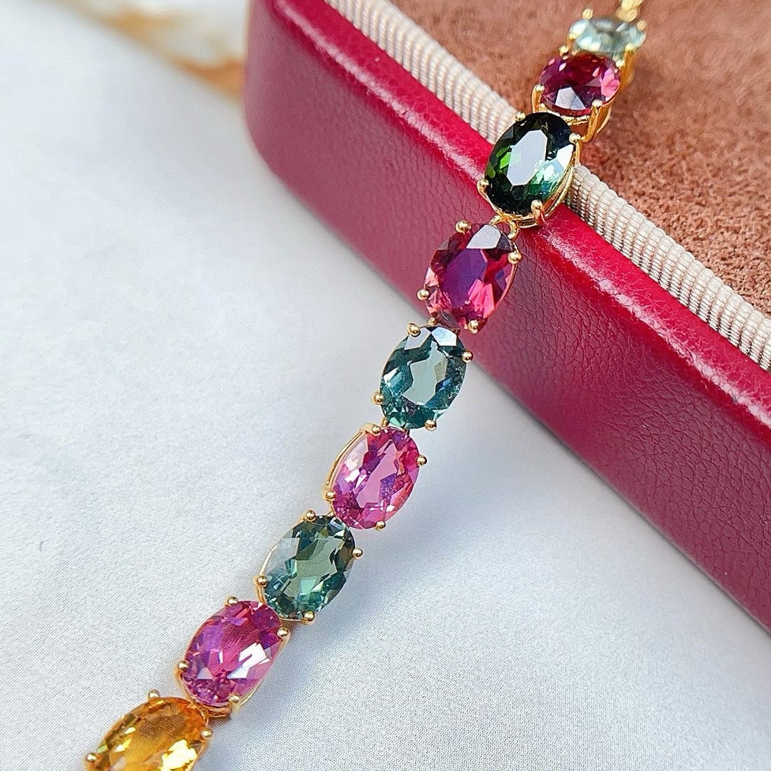 14k Gold 6.8 Ct Natural Tourmaline Bracelet - 5
