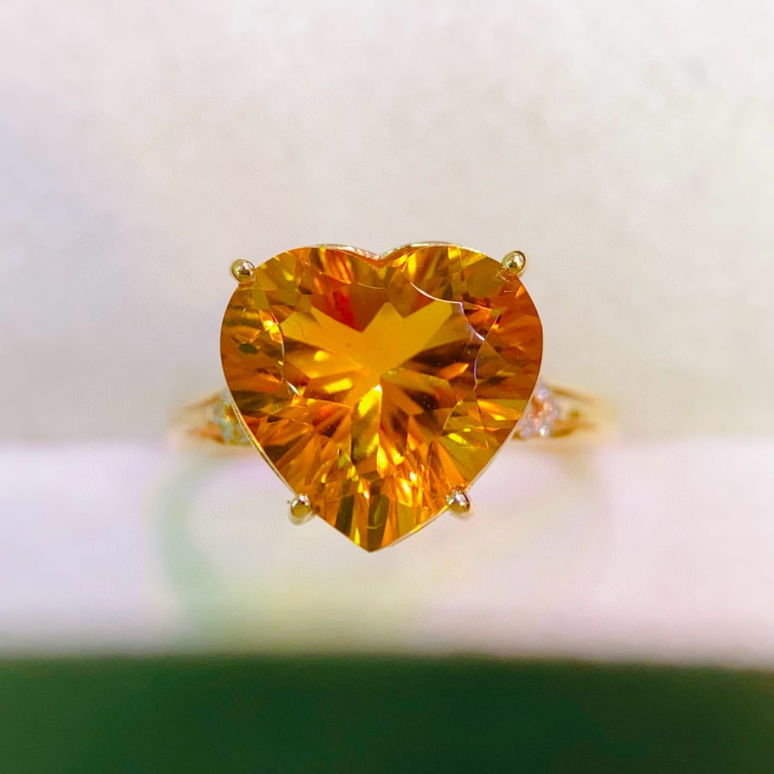 14k Gold 5.24 Ctw Natural Citrine & Diamond Ring - 2