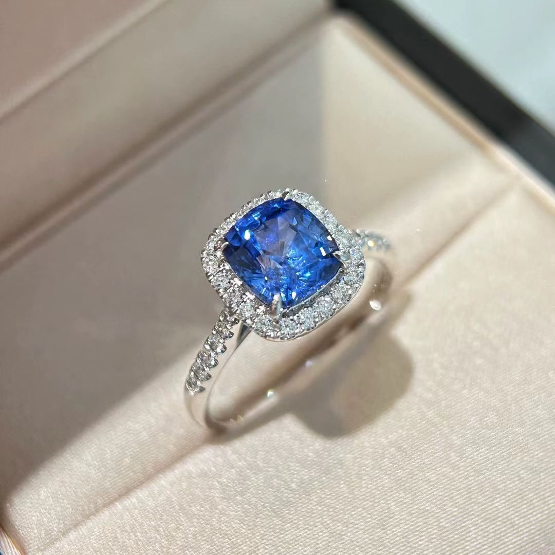 14k Gold 2.96 Ctw Natural Sapphire & Diamond Ring - 3