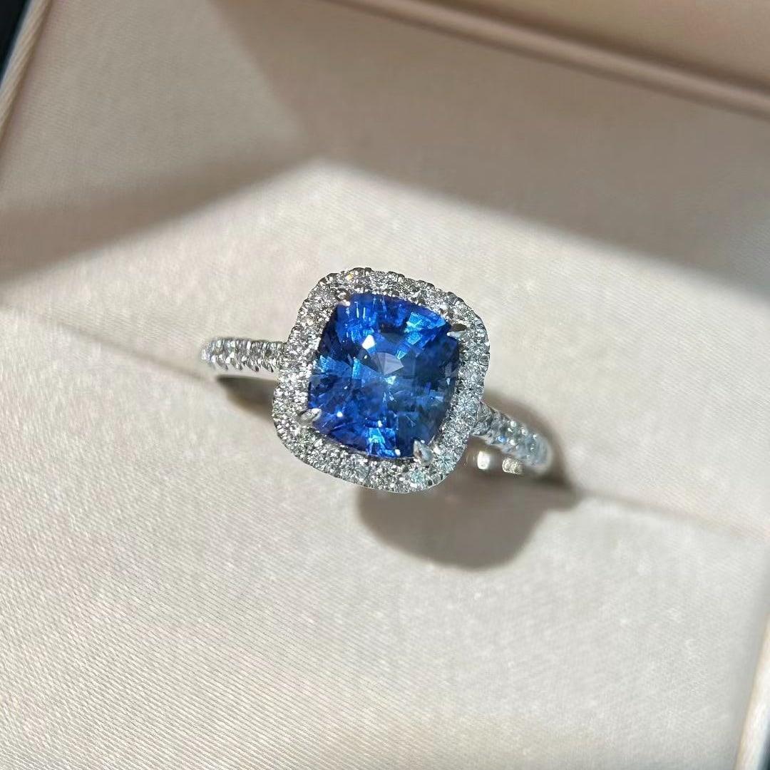 14k Gold 2.96 Ctw Natural Sapphire & Diamond Ring - 5