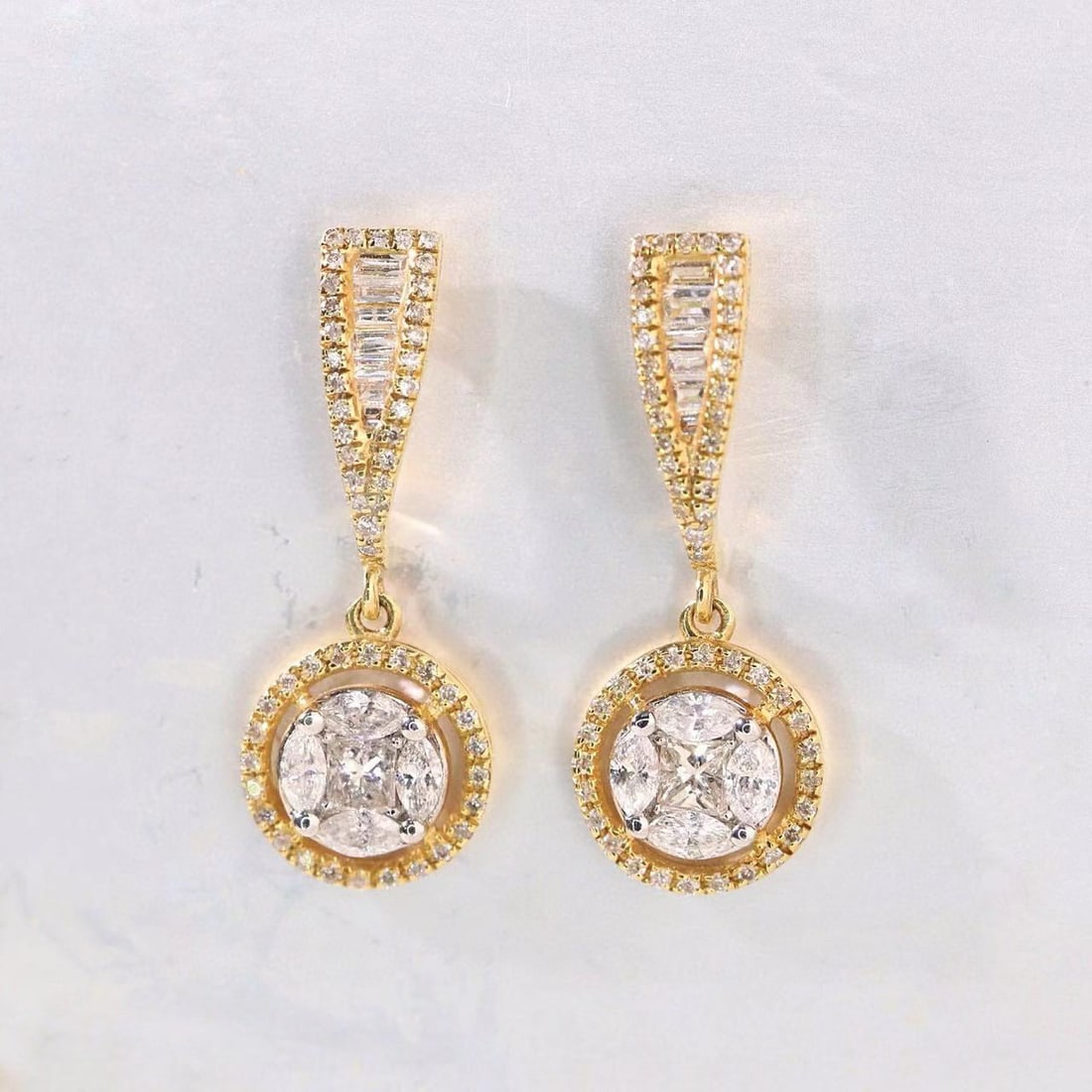 14k Gold 0.60 Ct Natural H Diamond Earrings - 2