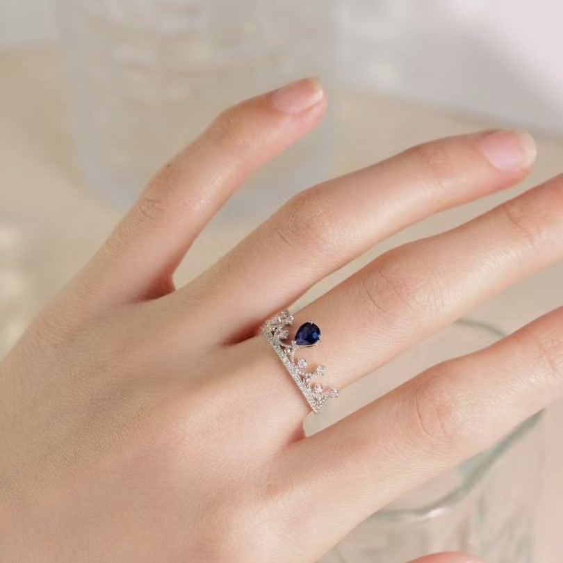 14k Gold 0.88 Ctw Natural Sapphire & Diamond Ring - 5