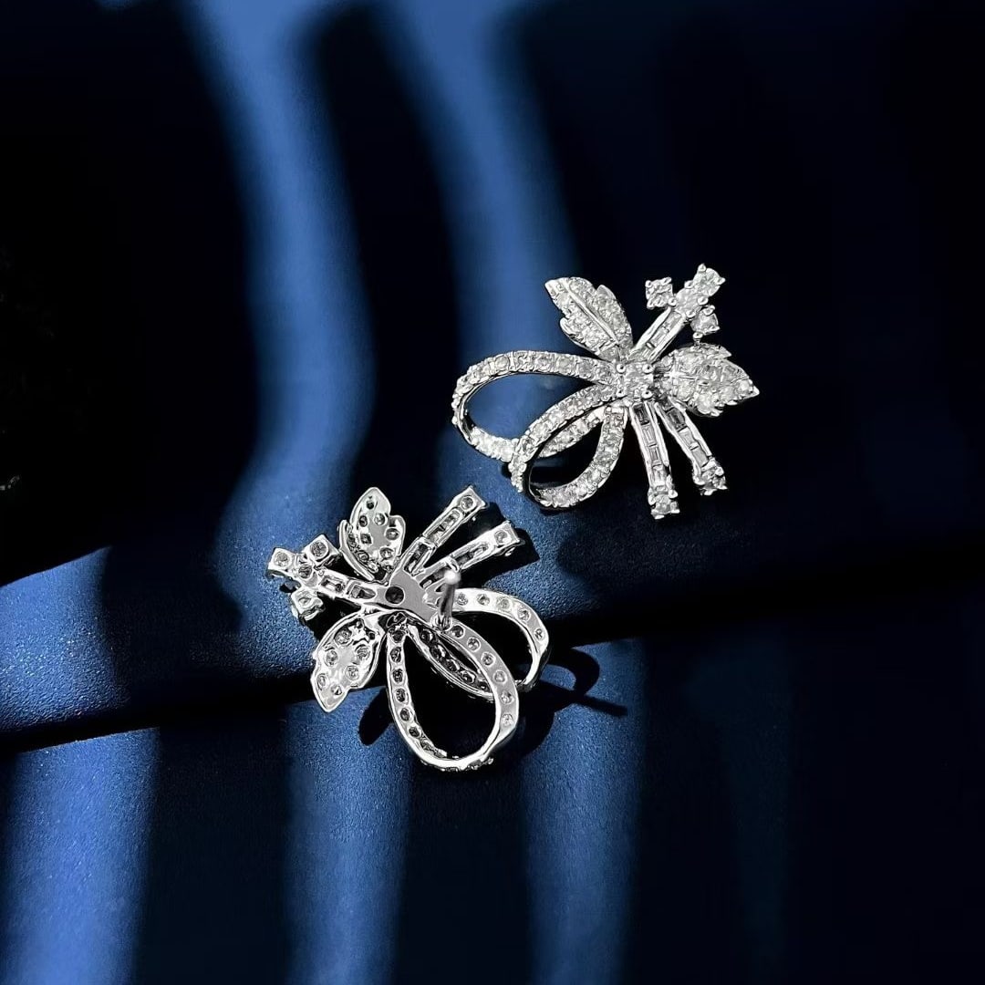 14k Gold 0.96 Ct Natural H Diamond Earrings - 3