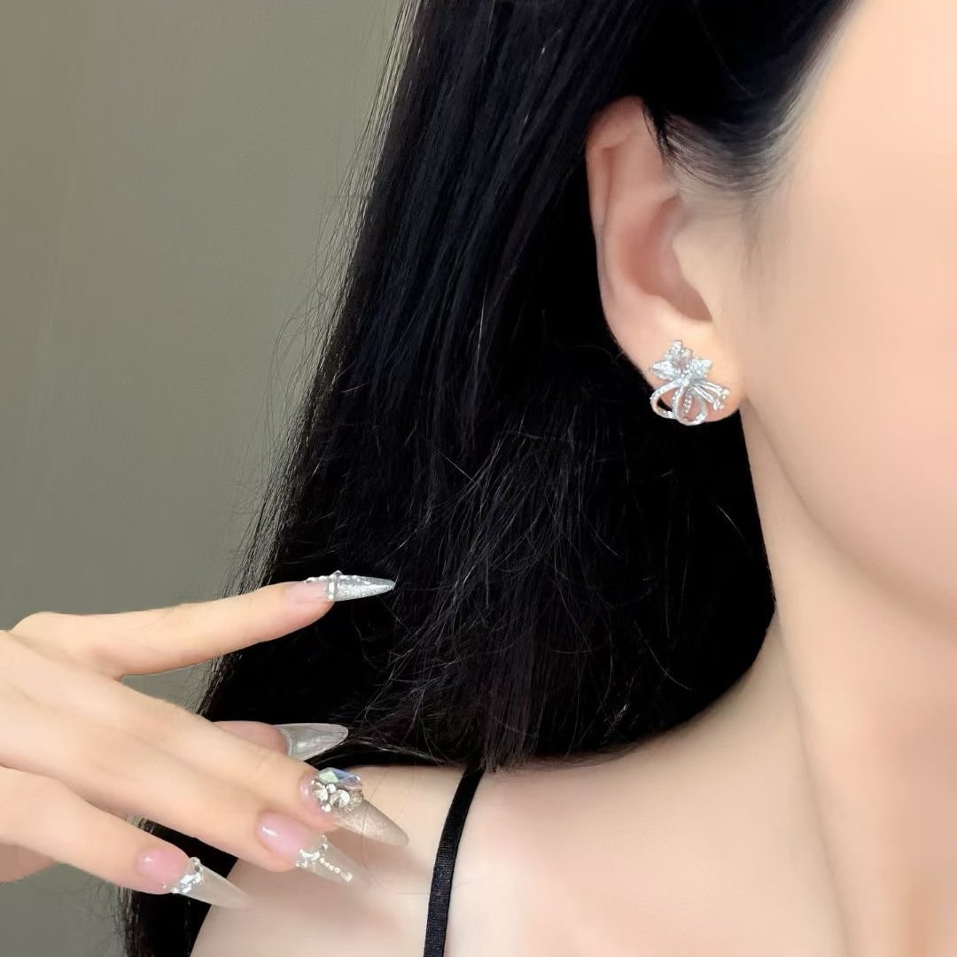14k Gold 0.96 Ct Natural H Diamond Earrings - 5