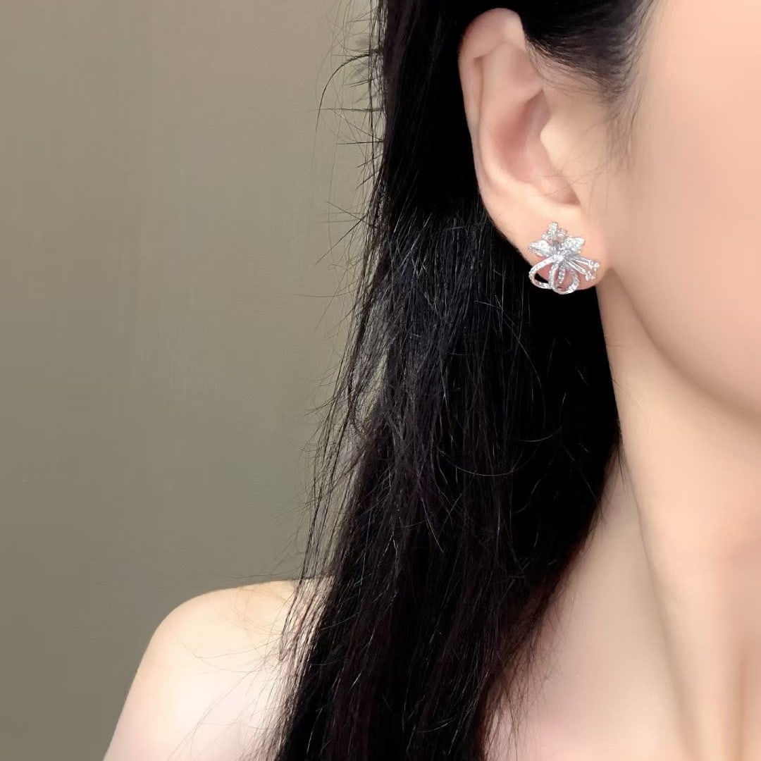 14k Gold 0.96 Ct Natural H Diamond Earrings - 6