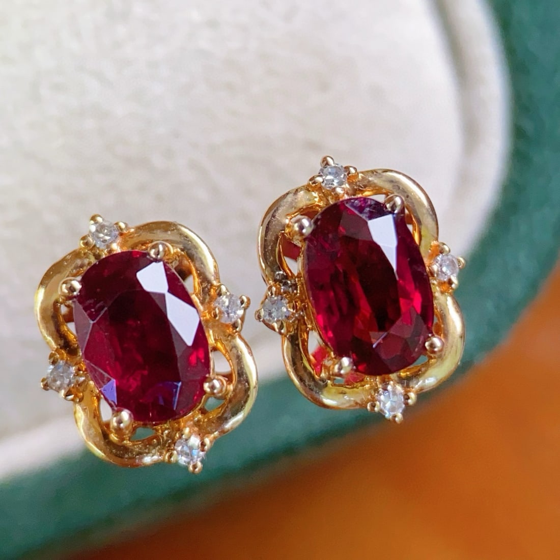 14k Gold 1.24 Ctw Natural Tourmaline & Diamond Earrings - 4