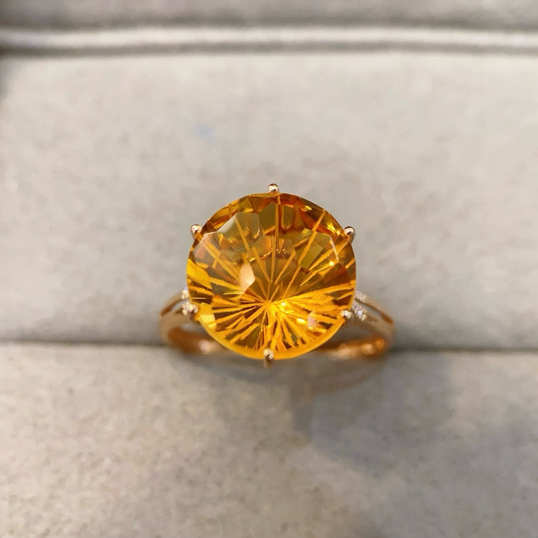14k Gold 6.89 Ctw Natural Citrine & Diamond Ring - 3