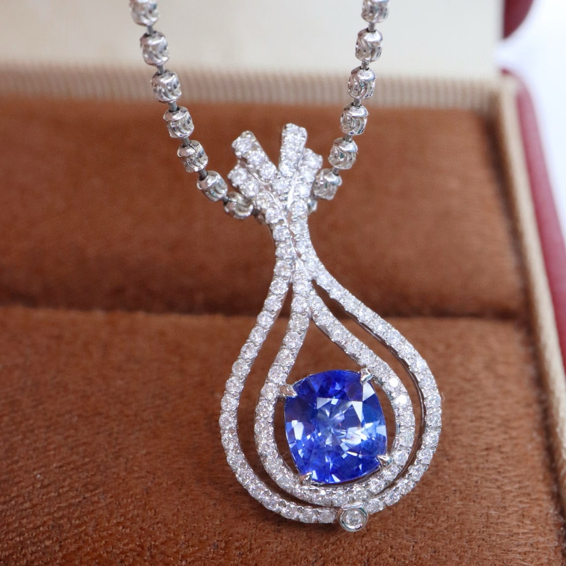 14k Gold 1.53 Ctw Natural Sapphire & Diamond Pendant( Without Chain ) - 2