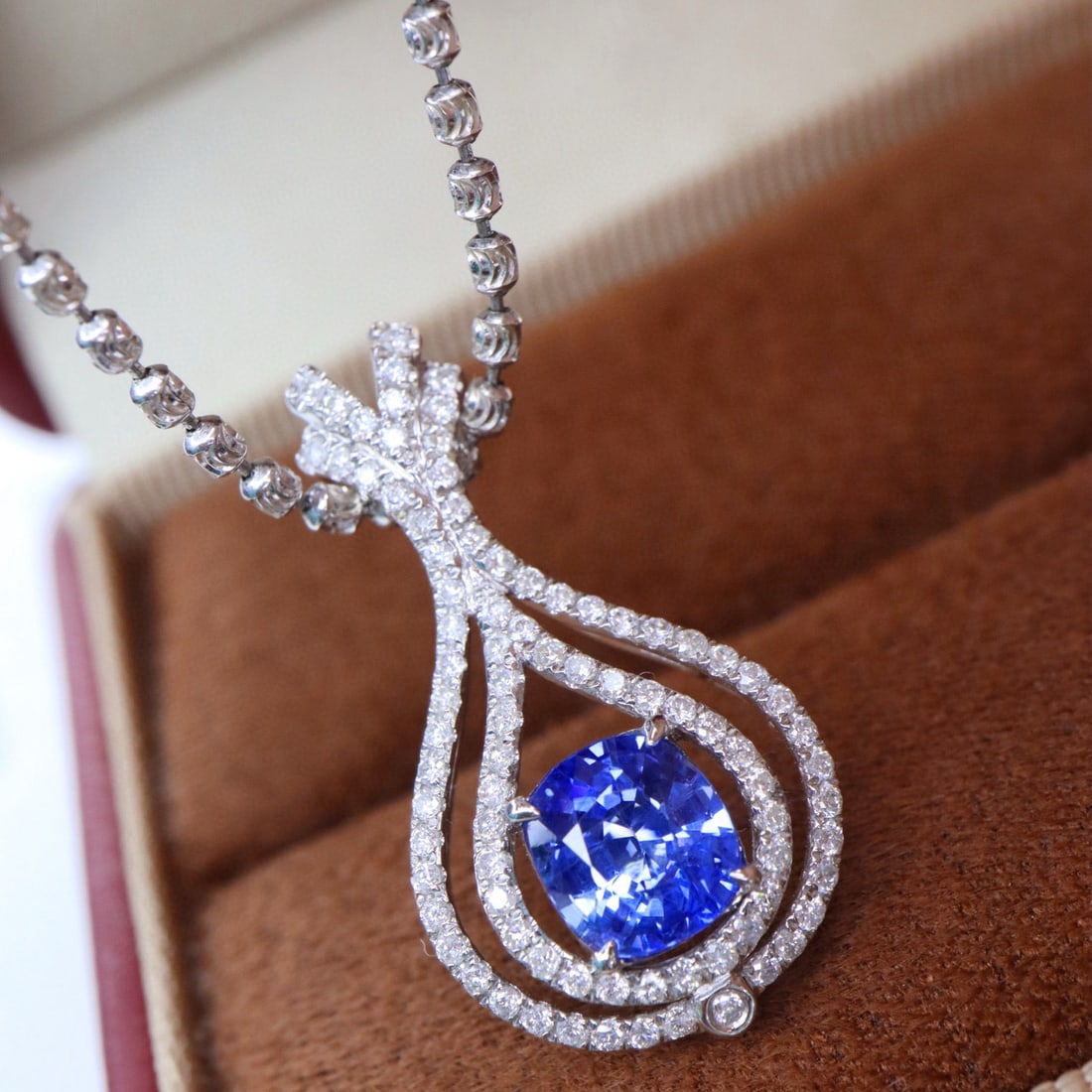 14k Gold 1.53 Ctw Natural Sapphire & Diamond Pendant( Without Chain ) - 3