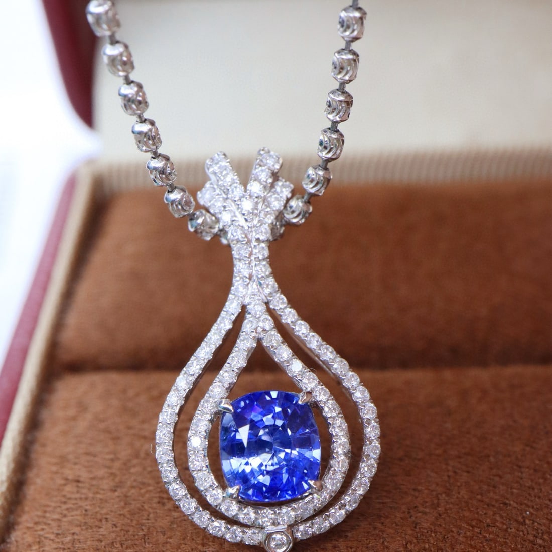 14k Gold 1.53 Ctw Natural Sapphire & Diamond Pendant( Without Chain ) - 5