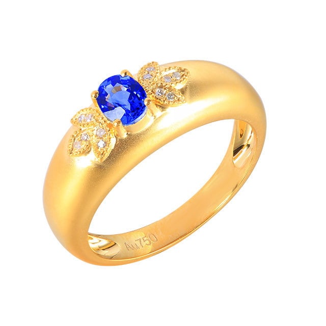 14k Gold 0.53 Ctw Natural Sapphire & Diamond Ring - 5