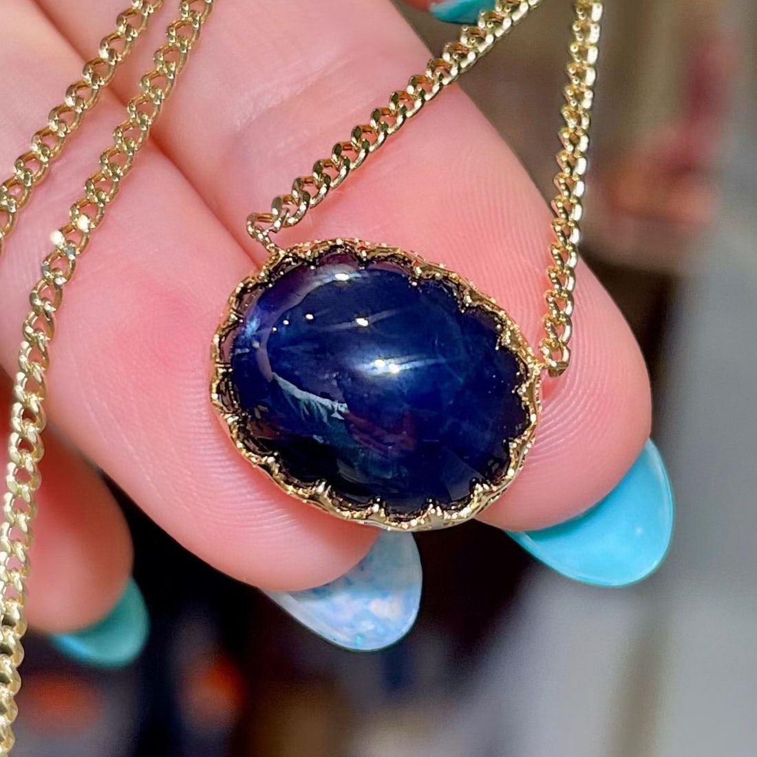 14k Gold 14.07 Ct Natural Sapphire Necklace - 3