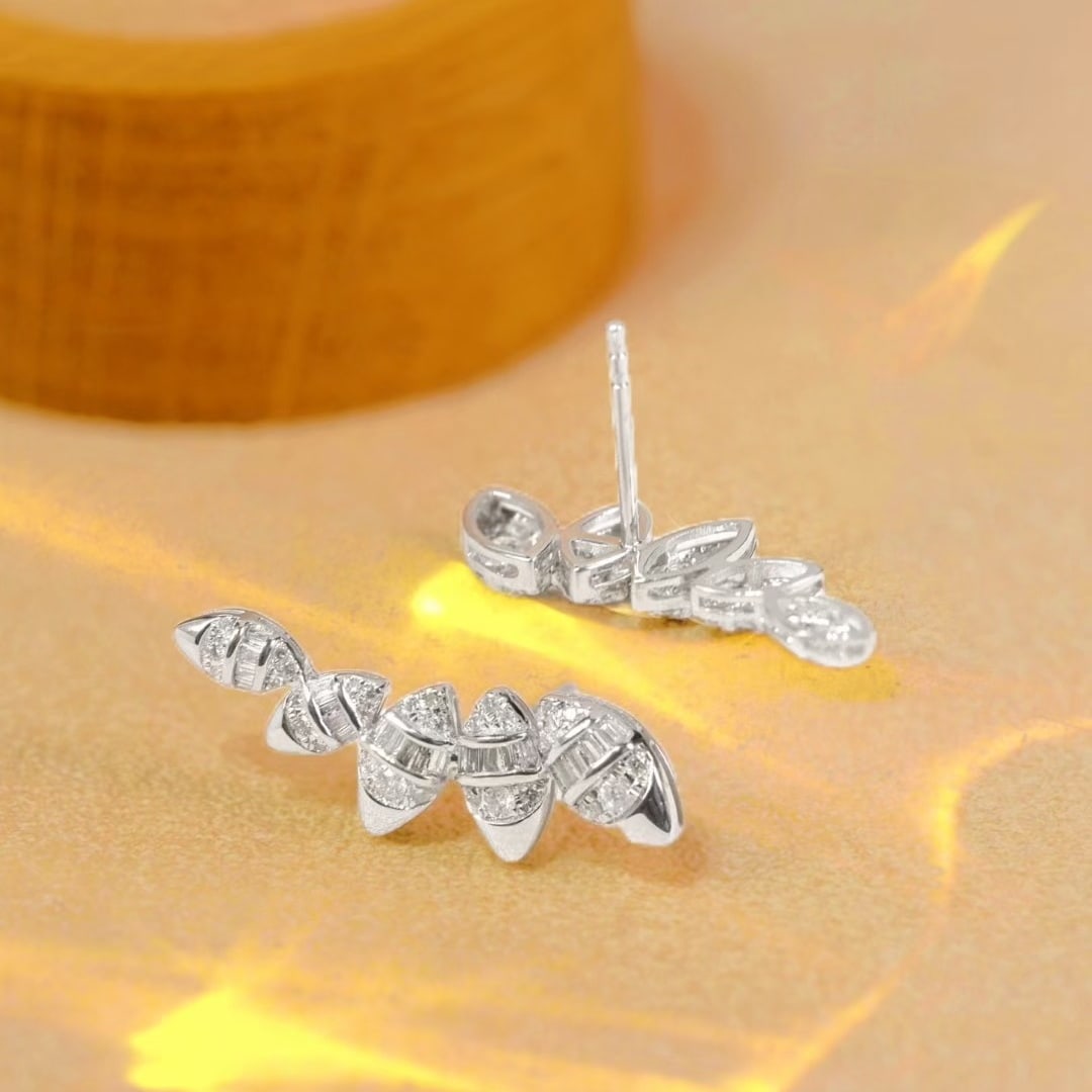 14k Gold 0.66 Ct Natural H Diamond Earrings - 2