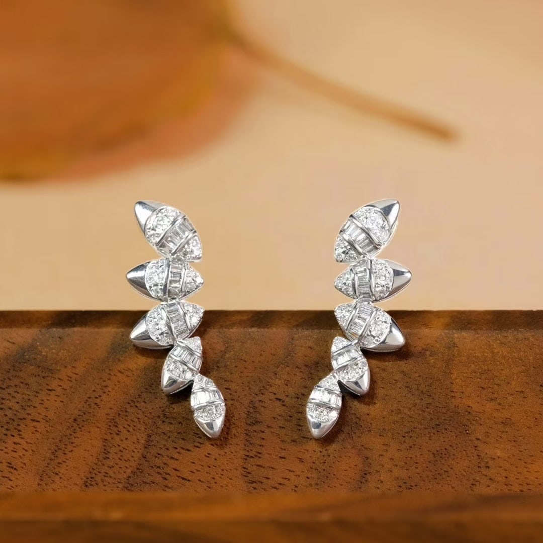 14k Gold 0.66 Ct Natural H Diamond Earrings - 3