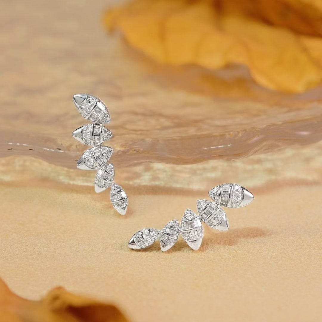 14k Gold 0.66 Ct Natural H Diamond Earrings - 4