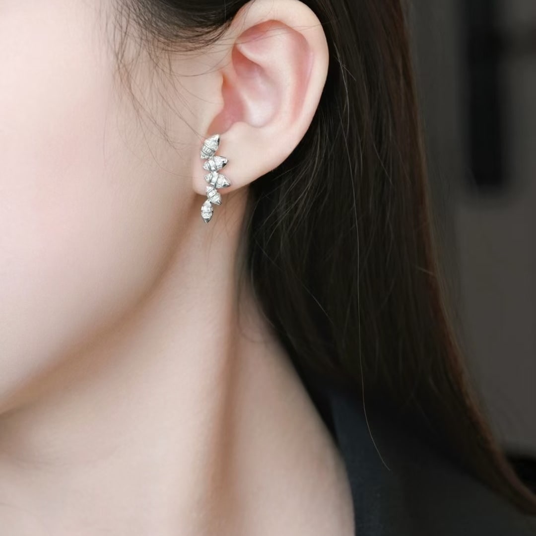14k Gold 0.66 Ct Natural H Diamond Earrings - 6