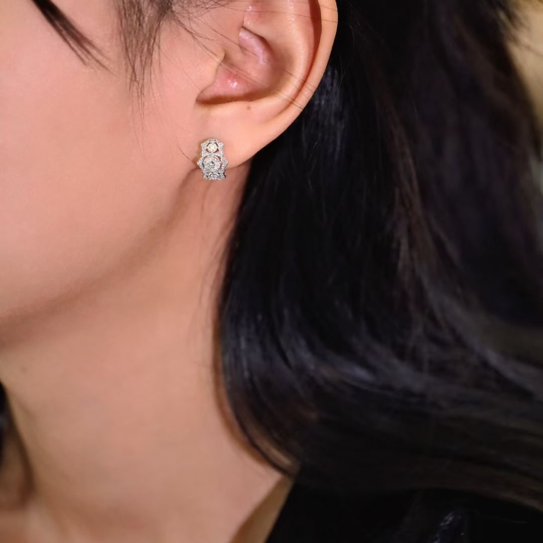 14k Gold 1.00 Ctw Natural H Diamond Earrings - 2