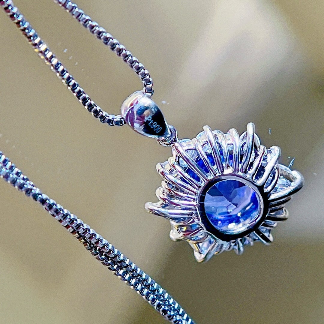 14k Gold 3.83 Ctw Natural Tanzanite & Diamond Pendant( Without Chain ) - 7
