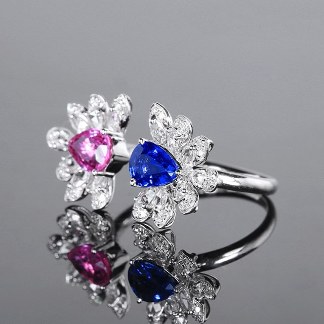 14k Gold 2.24 Ctw Natural Sapphire & Diamond Ring - 2