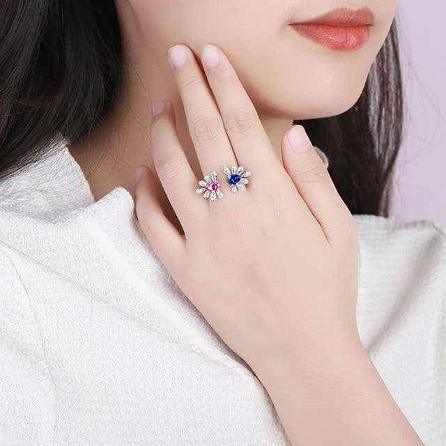 14k Gold 2.24 Ctw Natural Sapphire & Diamond Ring - 6