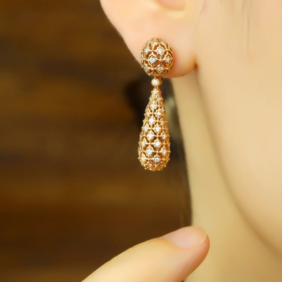 14k Gold 1.6 Ct Natural H Diamond Earrings - 5
