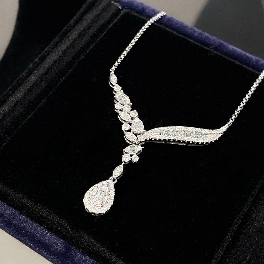 14k Gold 0.6 Ct Natural H Diamond Necklace - 4