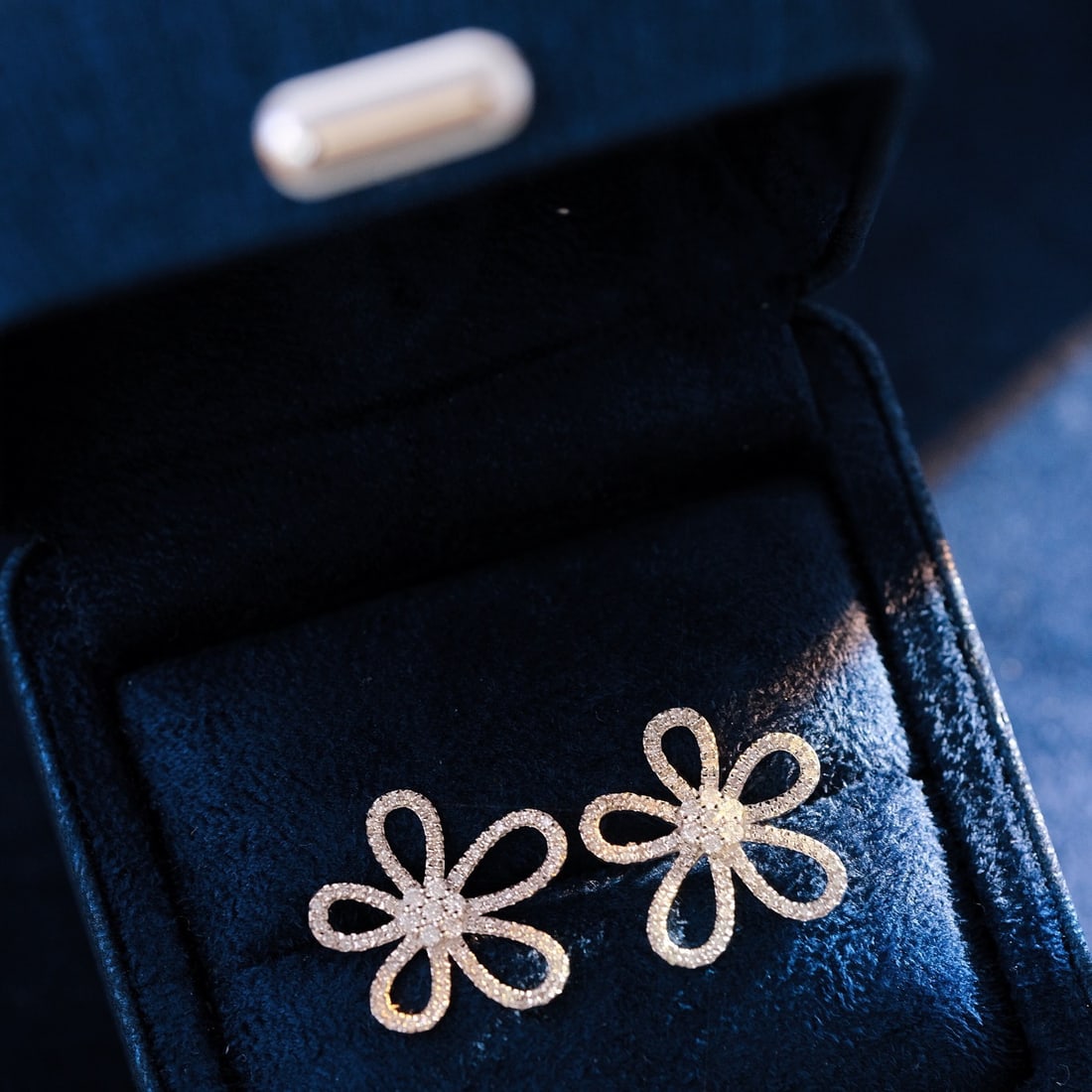 14k Gold 1.2 Ct Natural H Diamond & Flowers Earrings - 2