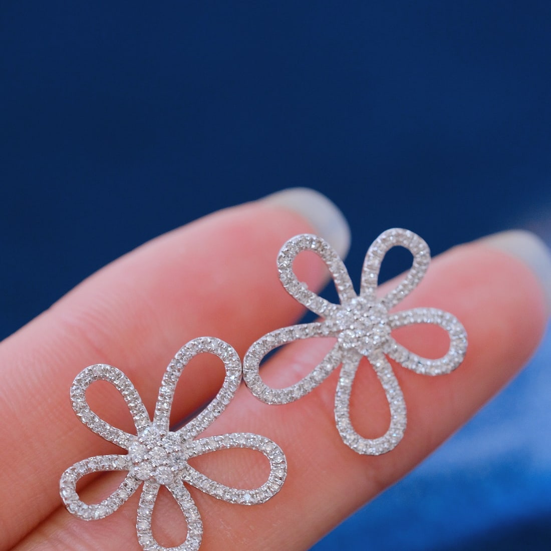 14k Gold 1.2 Ct Natural H Diamond & Flowers Earrings - 3