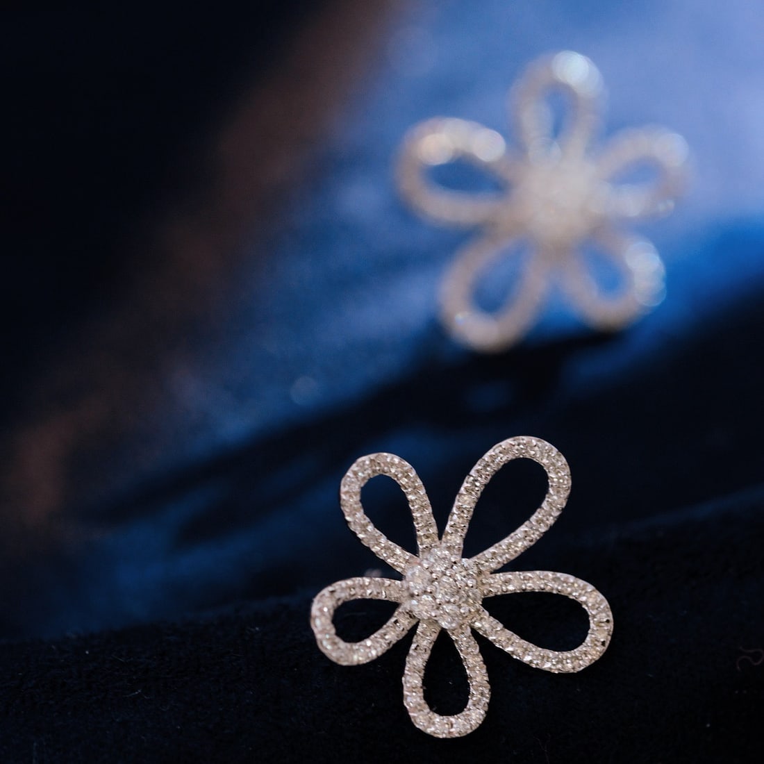 14k Gold 1.2 Ct Natural H Diamond & Flowers Earrings - 4