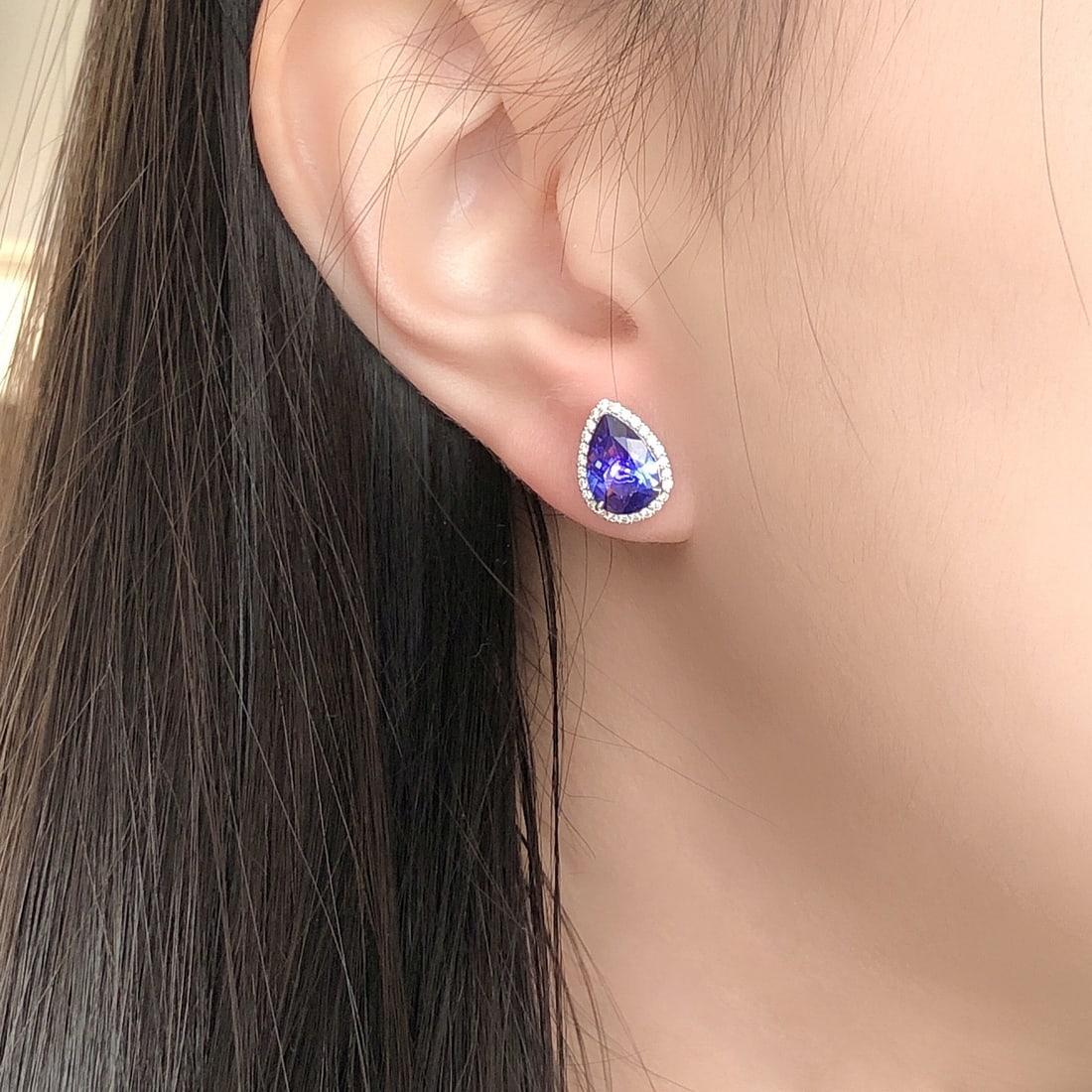 14k Gold 3.58 Ctw Natural Tanzanite & Diamond Earrings - 5
