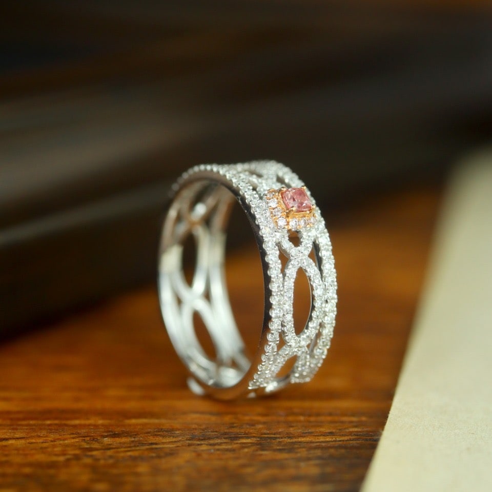 14k Gold 0.46 Ctw Natural Pink Diamond & Diamond Ring - 2