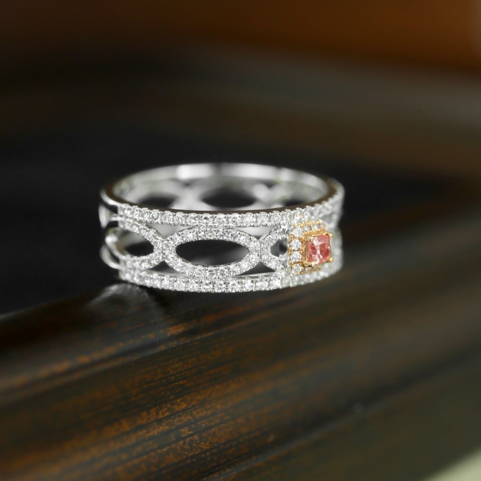 14k Gold 0.46 Ctw Natural Pink Diamond & Diamond Ring - 3