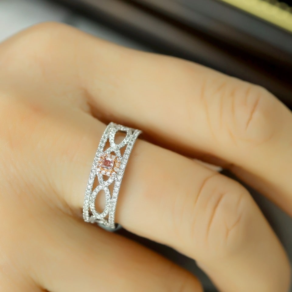 14k Gold 0.46 Ctw Natural Pink Diamond & Diamond Ring - 5