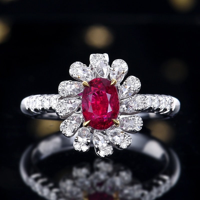 14k Gold 1.52 Ctw Natural Ruby & Diamond Ring/pendant( Without Chain ): Ref:231104033 // gold content:14k gold // ring size:7. 25us // // main gemstone:ruby // shape:oval // carat weight:1. 04ct // color:red // treatment:natural // // adjacent gemstone 2 : diamond //
