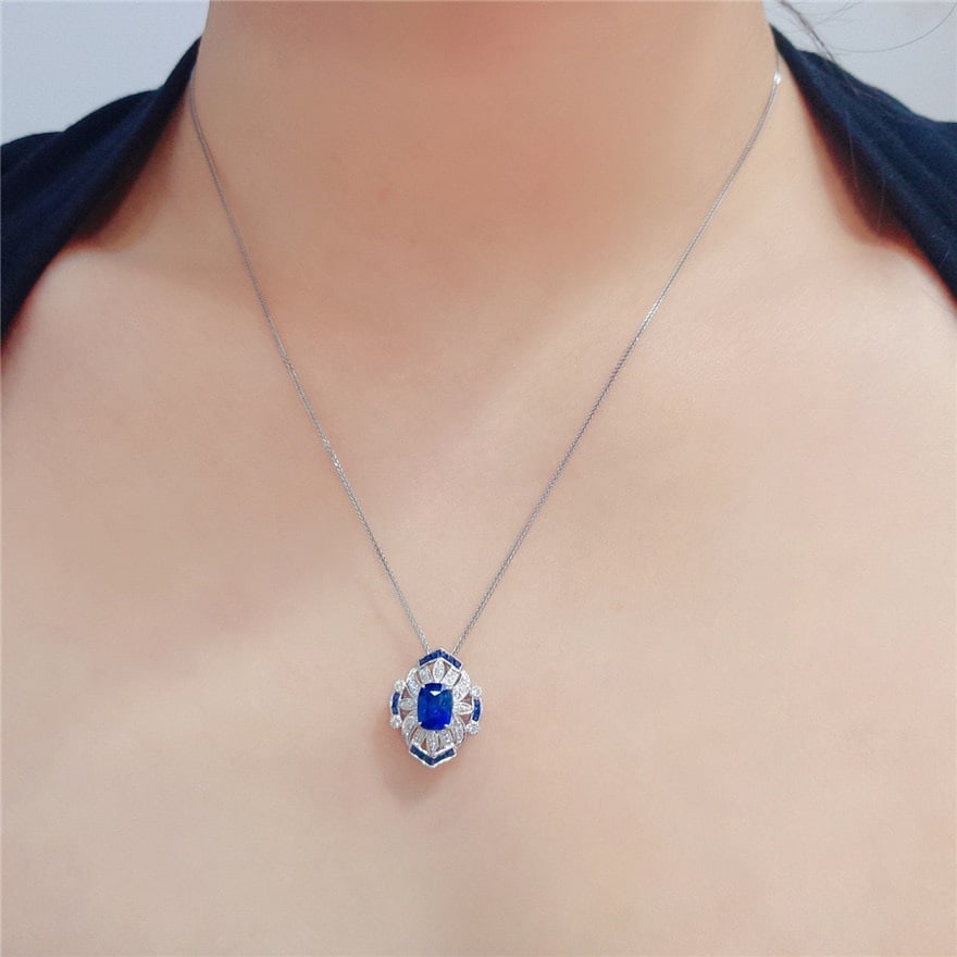 14k Gold 1.91 Ctw Natural Sapphire & Diamond Ring/pendant( Without Chain ) - 8