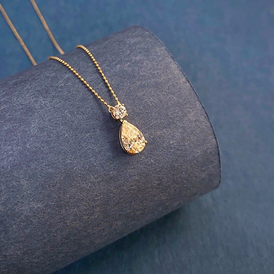 14k Gold 1.15 Ctw Natural Yellow Diamond & Diamond Necklace - 5