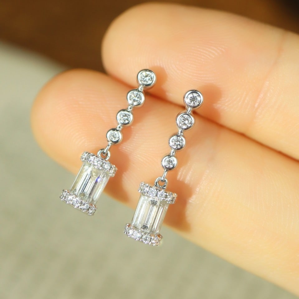 14k Gold 1.00 Ct Natural H Diamond Earrings - 5
