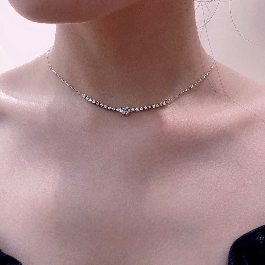 14k Gold 0.78 Ct Natural H Diamond Necklace - 7