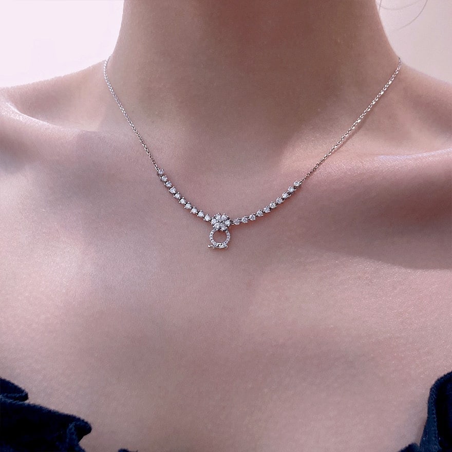 14k Gold 0.78 Ct Natural H Diamond Necklace - 8