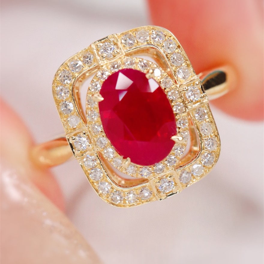 14k Gold 1.35 Ctw Natural Ruby & Diamond Ring - 4