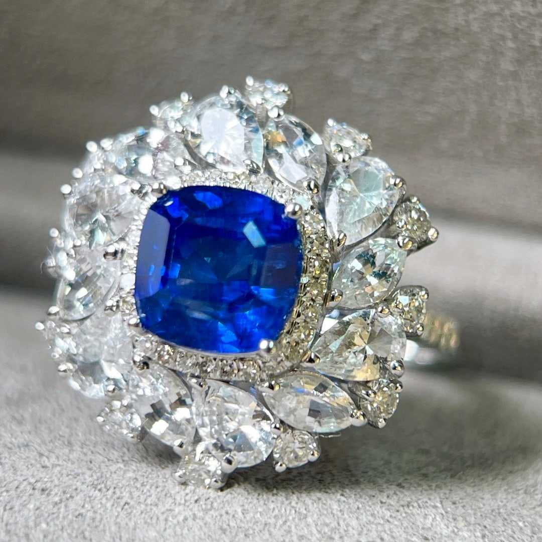 14k Gold 3.83 Ctw Natural Sapphire & Sapphire Ring/pendant( Without Chain ) - 2