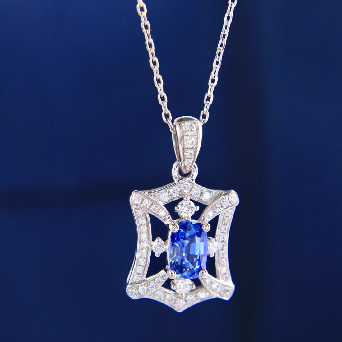 14k Gold 1.33 Ctw Natural Sapphire & Diamond Necklace - 3