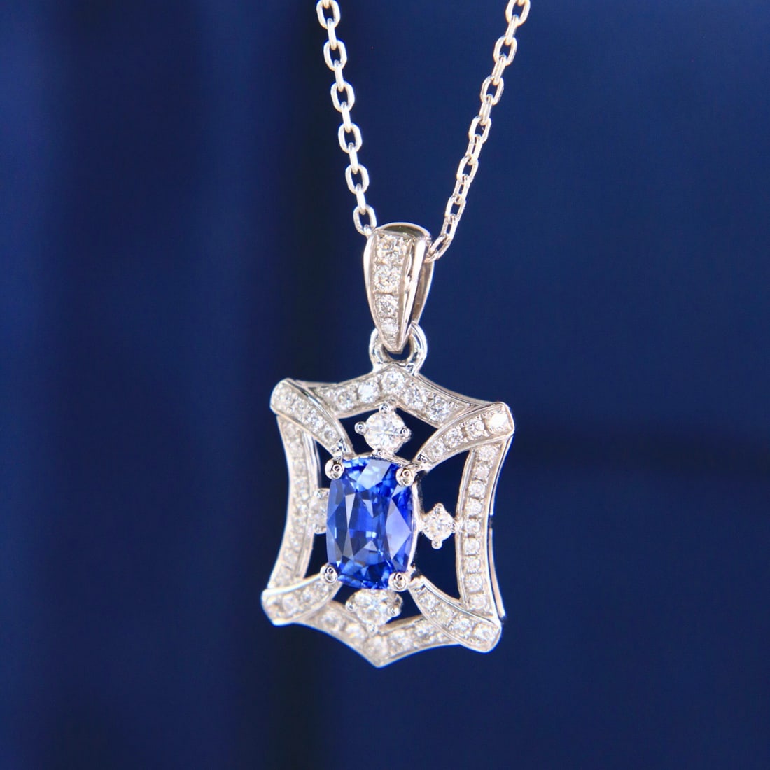 14k Gold 1.33 Ctw Natural Sapphire & Diamond Necklace - 5