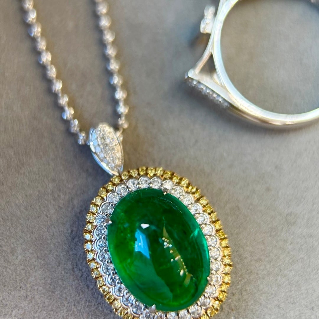 14k Gold 10.64 Ctw Vivid Green Natural Emerald & Diamond Ring/pendant( Without Chain ) - 5